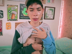 Fitness Youngster Magic C Draining His Enormous Man Rod Thru The Side of His Cutoffs