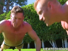 Homosexual hunk anally pounded after taking a swim