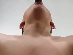 Femboy trains his throat, deep blowjob with big black dildo. Sweet moans, slurps, kisses, deepthroats