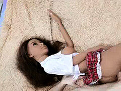 plowed schoolgirl and jizm on micro-skirt