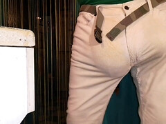 Corduroy pants bulging
