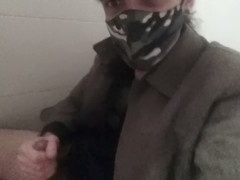 Guy eats semen in bathroom