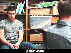 YoungPerps - Muscular guy gets pounded rough by a security guard