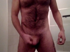 Groomed my shaved cock and had a satisfying orgasm