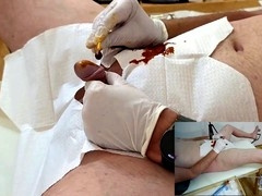 Urethra play, middle-aged, urethral sounding