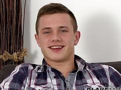 Jock shows off his body and jerks off during interview