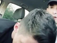 Daniel suck's Jack cock in car outdoor