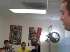 Hazing boys eat cum cracker on campus