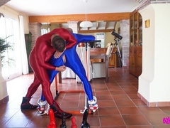 BDSM muscle men in spandex suits