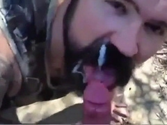 Daddy gives a facial in the woods258