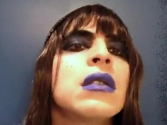 Gothic Emo Crossdresser rides her big dildo