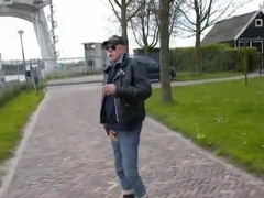 nlboots - rubber boots, leather jacket and outdoors, cold !