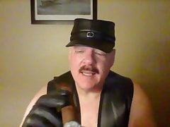 leather, chaps, cod piece, gloves, cap, cigar, dannoinjax