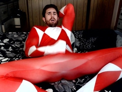 Crimson Ranger blows a load in suit