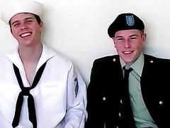 Navy twink bent over and dicked down after giving head