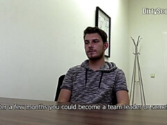 Skinny dude takes a facial after raw anal