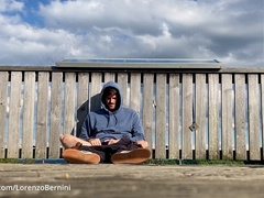 Jerking off my big cock outdoor