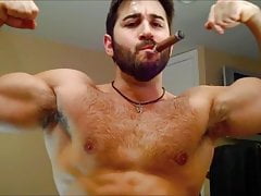 fit as fuck bear cub cums while smoking a cigar
