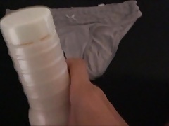 Cumming On My Roommates Hot White Panties With My Fleshlight