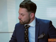 Watch this hot muscle dude take on a cum-hungry popshot and get his ass drilled hard