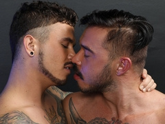 Insolent lovers make out in charming oral threesome