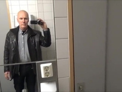 Pervert grandpa Ulf Larsen pee and wank in public toilets and hotels