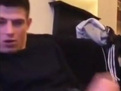 Cute guy jerks his big cock off 4