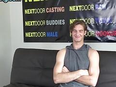 Tall athletic amateur solo masturbating at audition