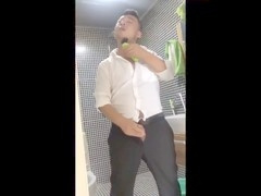 Asian guy giving a deep suck