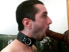 Sucking and fucked by black dildo