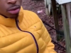 Youthful Man Masturbates and Jizzes outside his Building