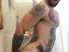 Ride a big dildo in da shower