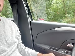 Young guy car wank + moaning and cumming