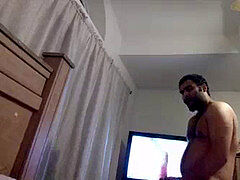 muscular Puertorican busting phat ball sack