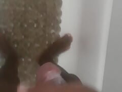 having fun in the shower while my wife is taking a shit huge cumshot