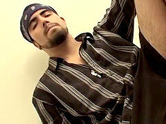 straight thug jock Spanky flashes piercings and getting off