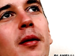 Skinny jock teases with his big cock and jerks off