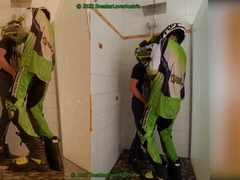 Workerboy and MX boy in the bathroom, toying with slime