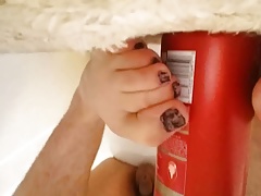 My young twink toes bottle footjob