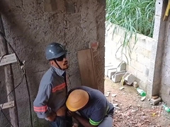 Electrician tearing up his secretary during work