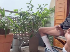 Massive cum explosion outdoors after a storm as I indulge in some smoking