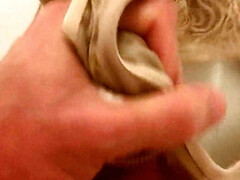 Creamy jerk-off into the wife's dirty panties