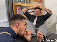 MY FRIENDS FEET - Dominant boss foot licked and worshipped by young employee