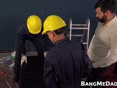 Deviant daddy Gerard uses his cock to bareback twinks Cecil and Bruno