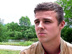 Cute twink from Czech Republic getting cash to get banged outside