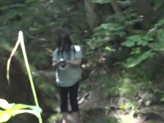 Chinese Grandfather Takes off Outdoors