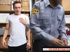 SayUncleNetwork.com - Twink suspect hammered bare in hard interracial threesome with guards