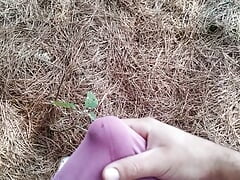 cumming a lot inside my wife's nike shox in the forest, using the fleshlight inside!