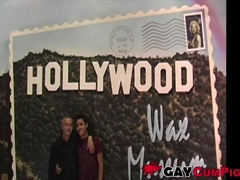 Young and mature gays help each other in sucking an enormous cock