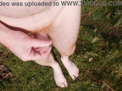 Bare Outdoors Walk with Cum shot